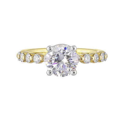 14Kt White Yellow Semi Mount 3/8Ctw For 1 1/2Ct Round Center