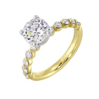 14Kt White Yellow Semi Mount 3/8Ctw For 1 1/2Ct Round Center
