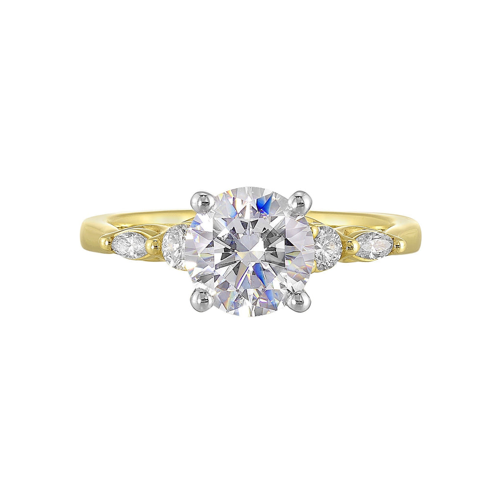 14Kt White Yellow Semi Mount 1/5Ctw For 1 1/2Ct Round Center