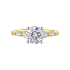 14Kt White Yellow Semi Mount 1/5Ctw For 1 1/2Ct Round Center
