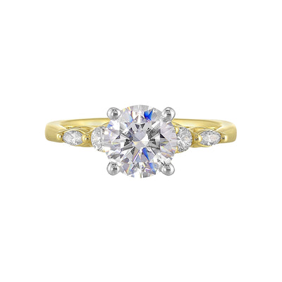 14Kt White Yellow Semi Mount 1/5Ctw For 1 1/2Ct Round Center