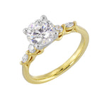 14Kt White Yellow Semi Mount 1/5Ctw For 1 1/2Ct Round Center