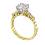 14Kt White Yellow Semi Mount 1/5Ctw For 1 1/2Ct Round Center