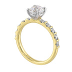 14Kt White Yellow Semi Mount 1/6Ctw For 1Ct Round Center
