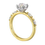 14Kt White Yellow Semi Mount 1/4Ctw For 1Ct Round Center