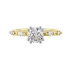 14Kt White Yellow Semi Mount 1/4Ctw For 1Ct Round Center