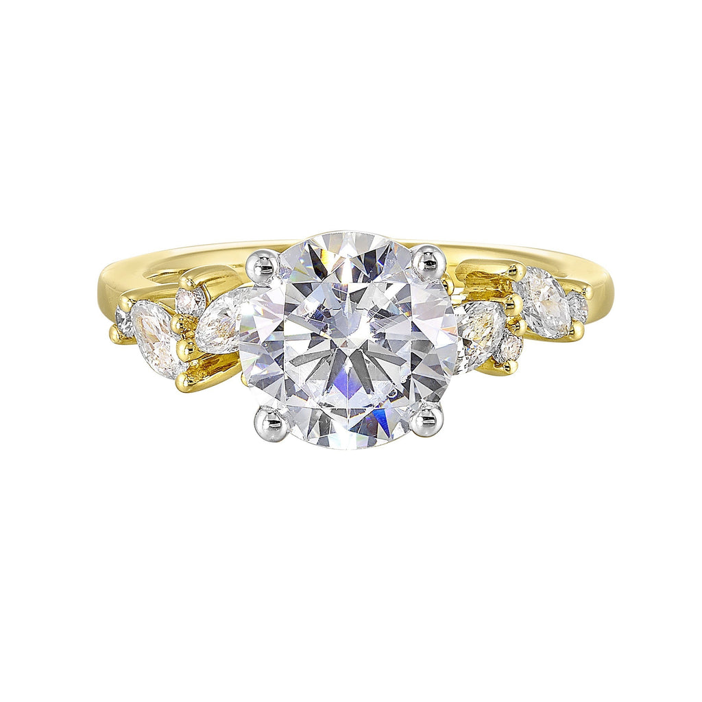 14Kt White Yellow Semi Mount 1/2Ctw For 2Ct Round Center