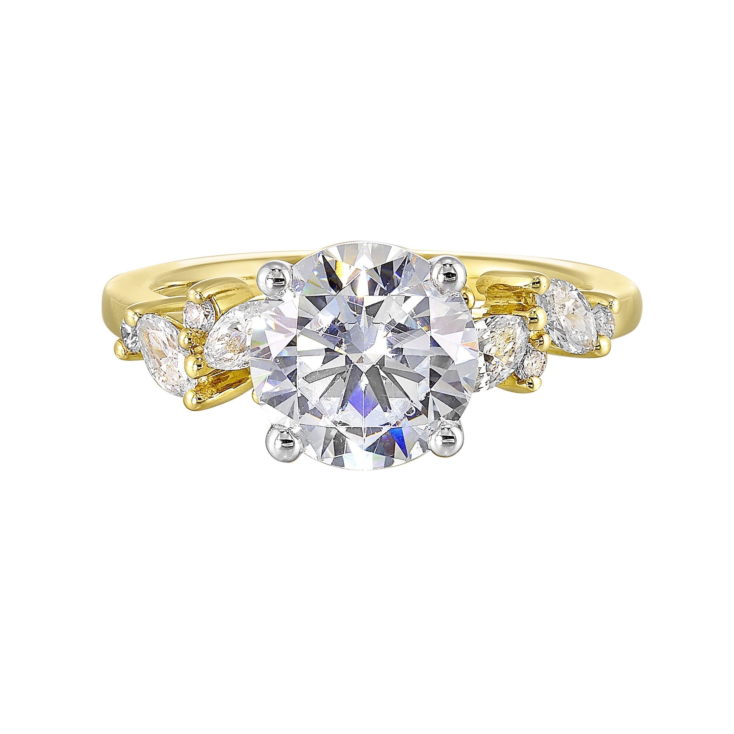 14Kt White Yellow Semi Mount 1/2Ctw For 2Ct Round Center