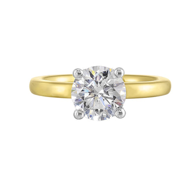 14Kt White Yellow Semi Mount 1/15Ctw For 2Ct Round Center