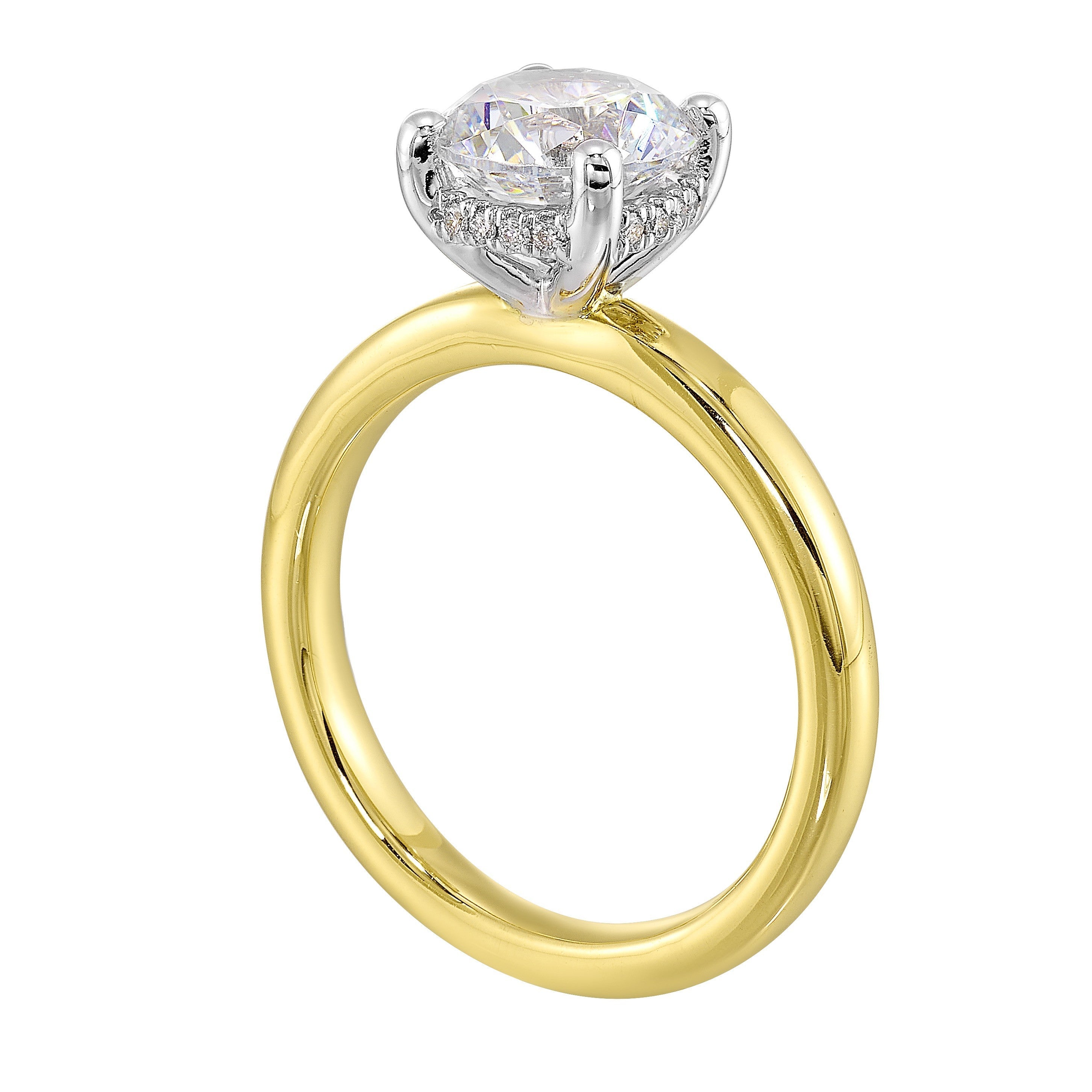 14Kt White Yellow Semi Mount 1/15Ctw For 2Ct Round Center