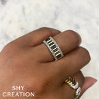 0.26CT 14K Y/G DIAMOND RIBBED RING SZ 6