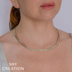 3.01CT 14K Y/G DIAMOND BAGUETTE BEZEL TENNIS NECKLACE