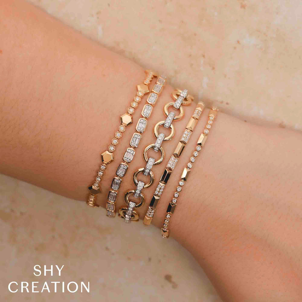 0.90CT 14K Y/G DIAMOND GEO CUT BRACELET