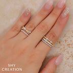 0.50CT 14K Y/G DIAMOND RIBBED BRIDGE RING