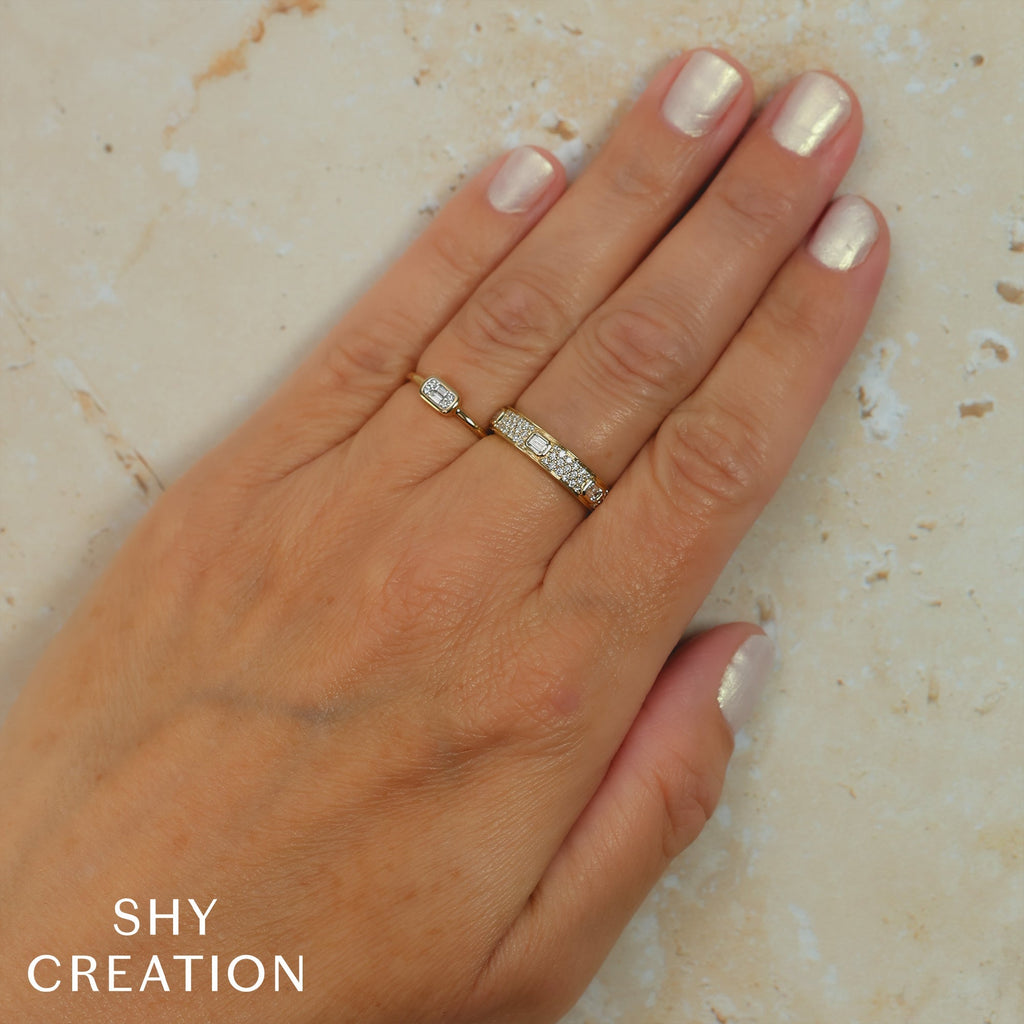0.07CT 14K Y/G DIAMOND BAGUETTE RING