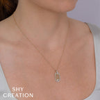 0.46CT 14K Y/G DIAMOND EMERALD RIBBED NECKLACE