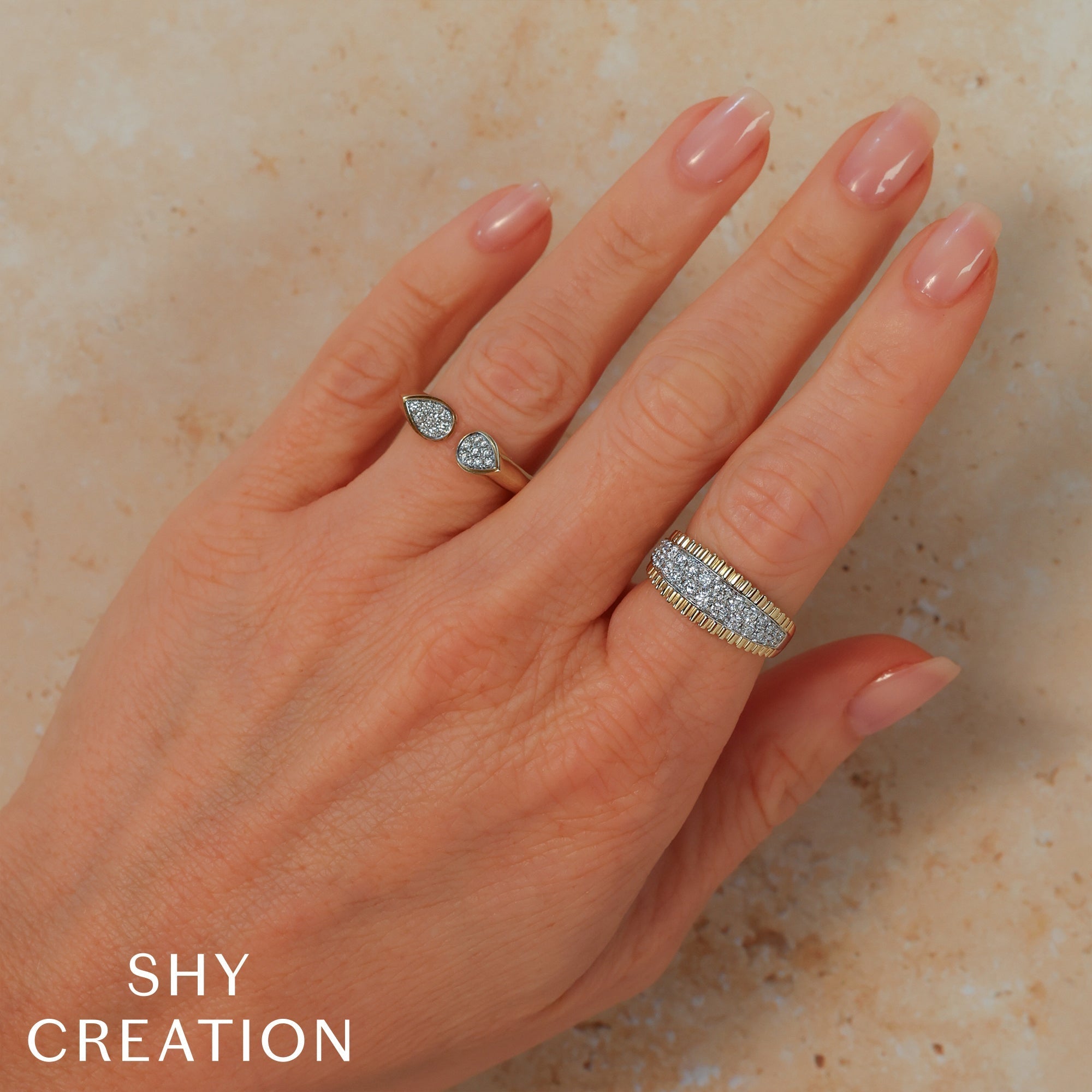 0.19CT 14K2T Y/W DIAMOND PAVE RING