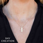 0.06CT 14K Y/G DIAMOND BAR MATTE NECKLACE