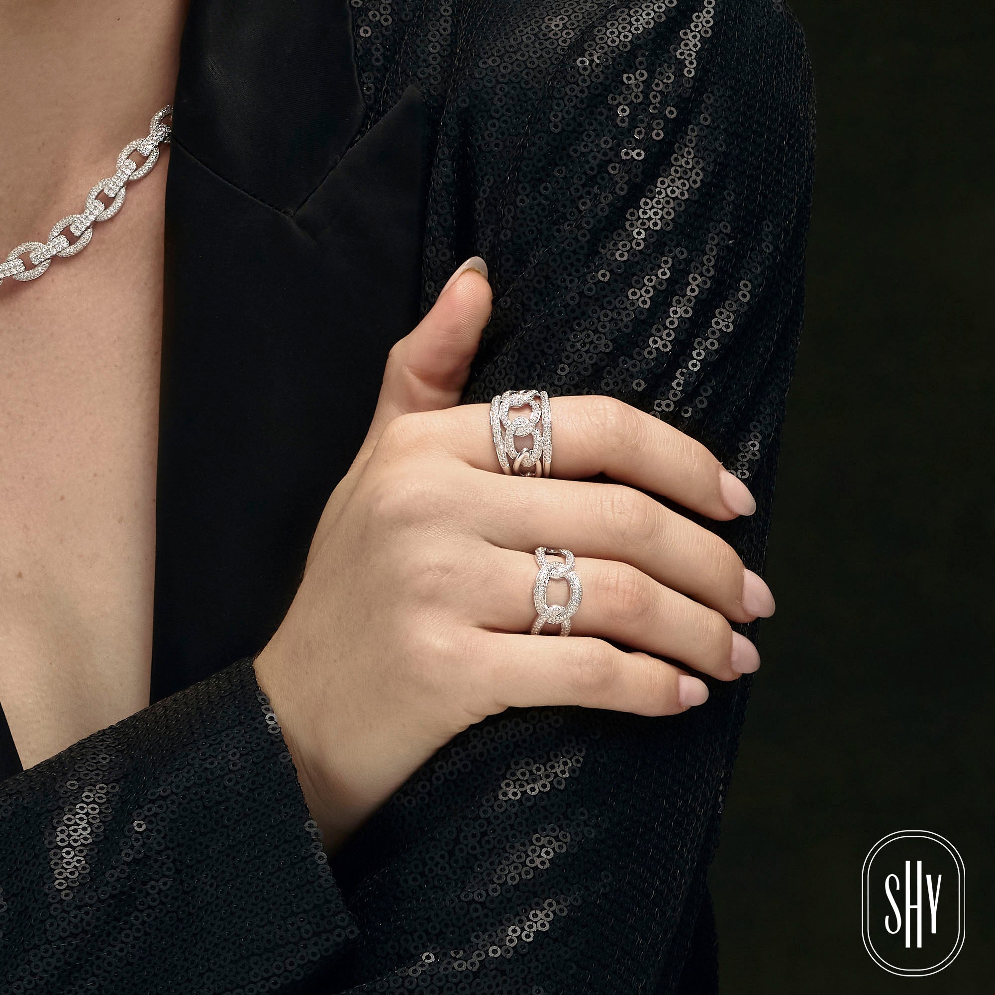 0.61CT 14K W/G DIAMOND LADY'S LINK RING