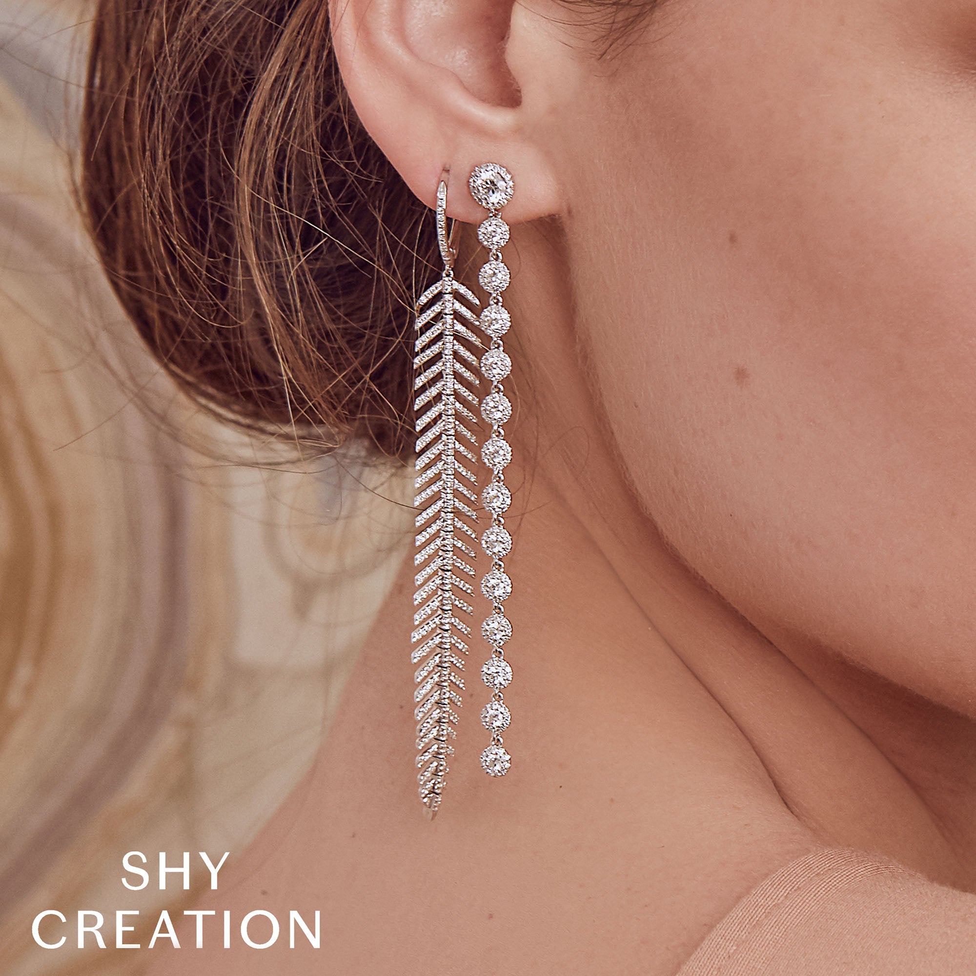 1.43CT 14K Y/G DIAMOND FEATHER EARRING