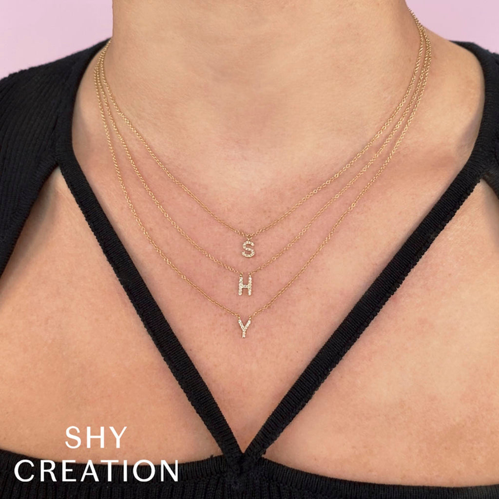 0.03CT 14K Y/G DIAMOND NECKLACE - INITIAL I