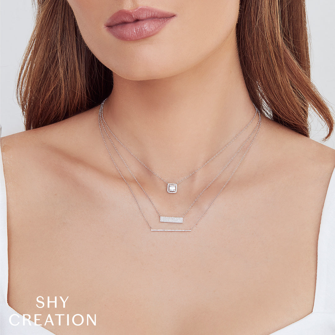 0.25CT 14K Y/G DIAMOND PAVE BAR NECKLACE