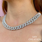 21.46CT 14K W/G DIAMOND PAVE LINK NECKLACE