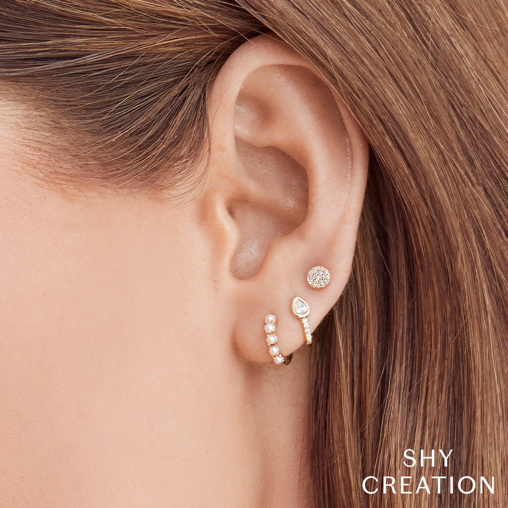 0.07CT 14K W/G DIAMOND PAVE CIRCLE STUD EARRING