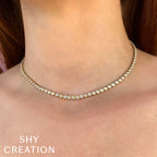 2.00CT 14K Y/G DIAMOND BEZEL TENNIS NECKLACE