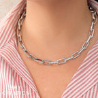 13.01CT 14K W/G DIAMOND PAVE PAPER CLIP LINK NECKLACE