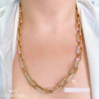 13.01CT 14K W/G DIAMOND PAVE PAPER CLIP LINK NECKLACE