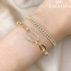 0.23CT 14K Y/G DIAMOND PAPER CLIP LINK BRACELET