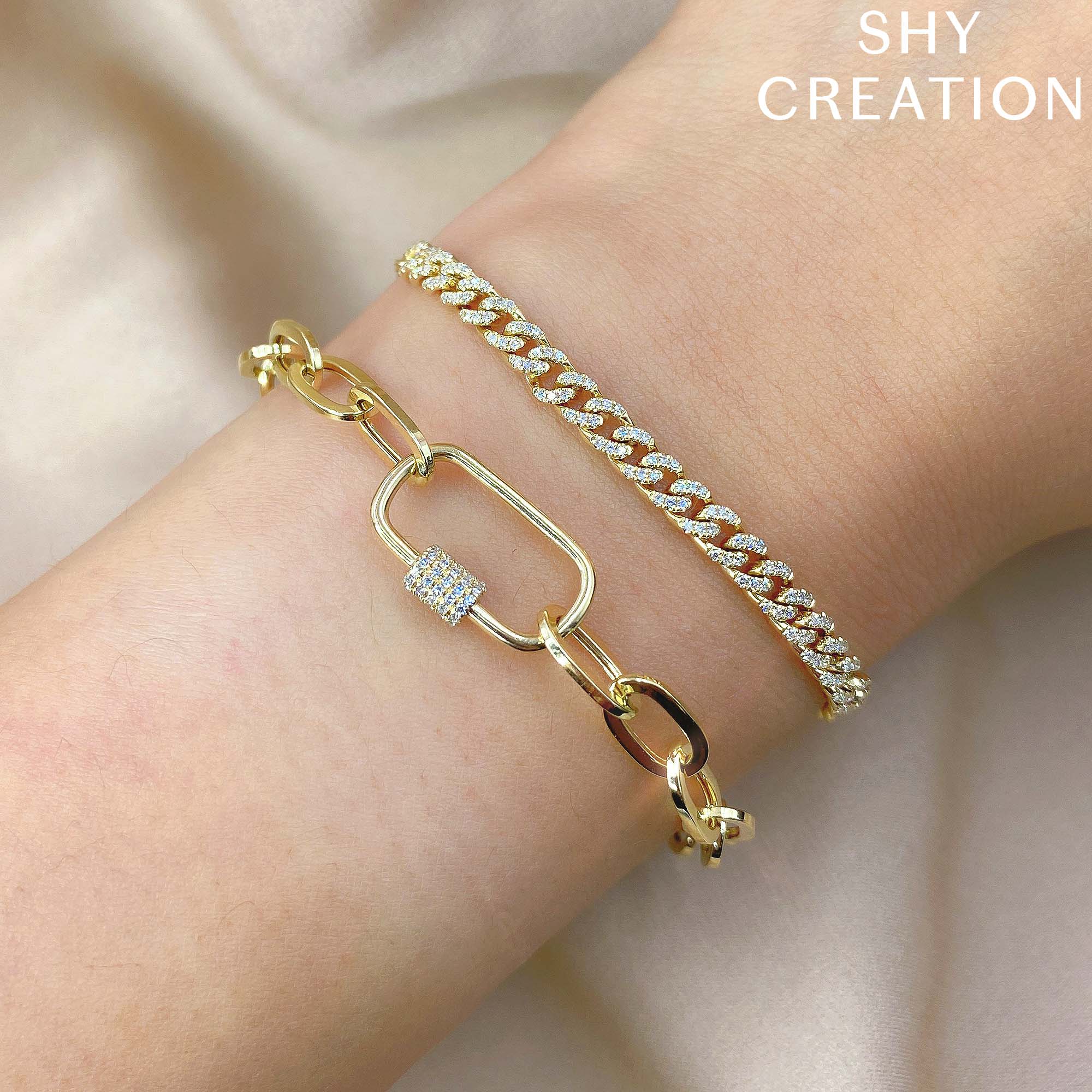 0.23CT 14K Y/G DIAMOND PAPER CLIP LINK BRACELET