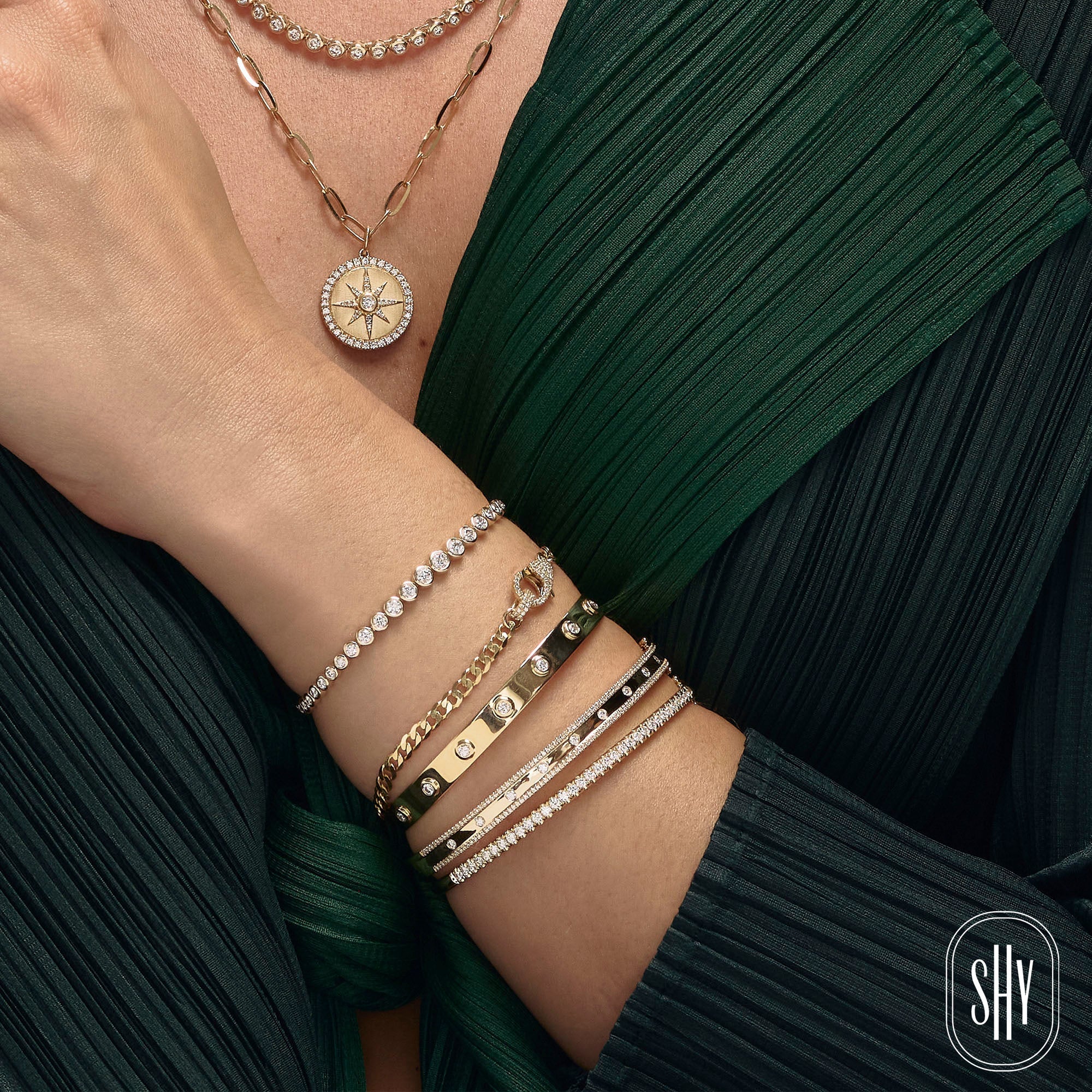 0.25CT 14K Y/G DIAMOND LINK BRACELET