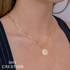 0.43CT 14K Y/G DIAMOND BEZEL STAR PAPER CLIP LINK NECKLACE