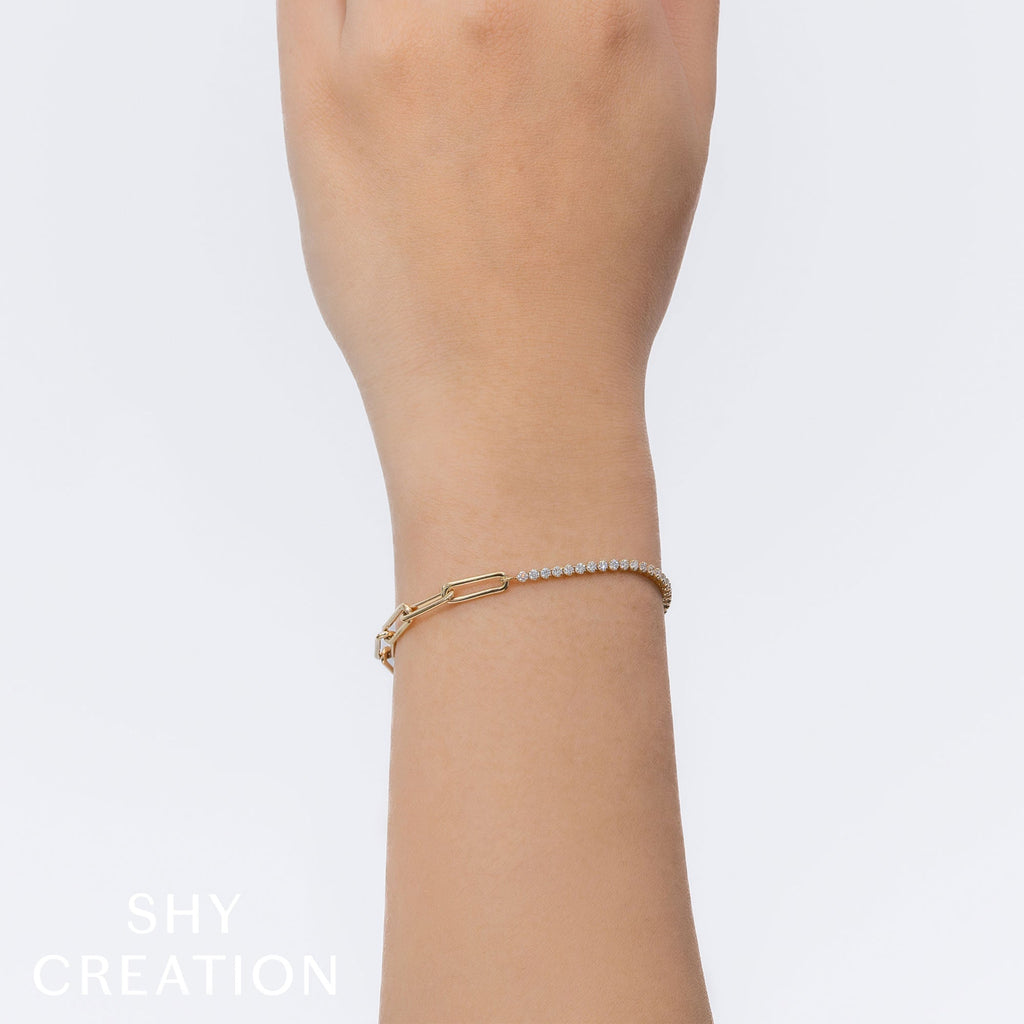 0.66CT 14K Y/G DIAMOND PAPER CLIP LINK BRACELET