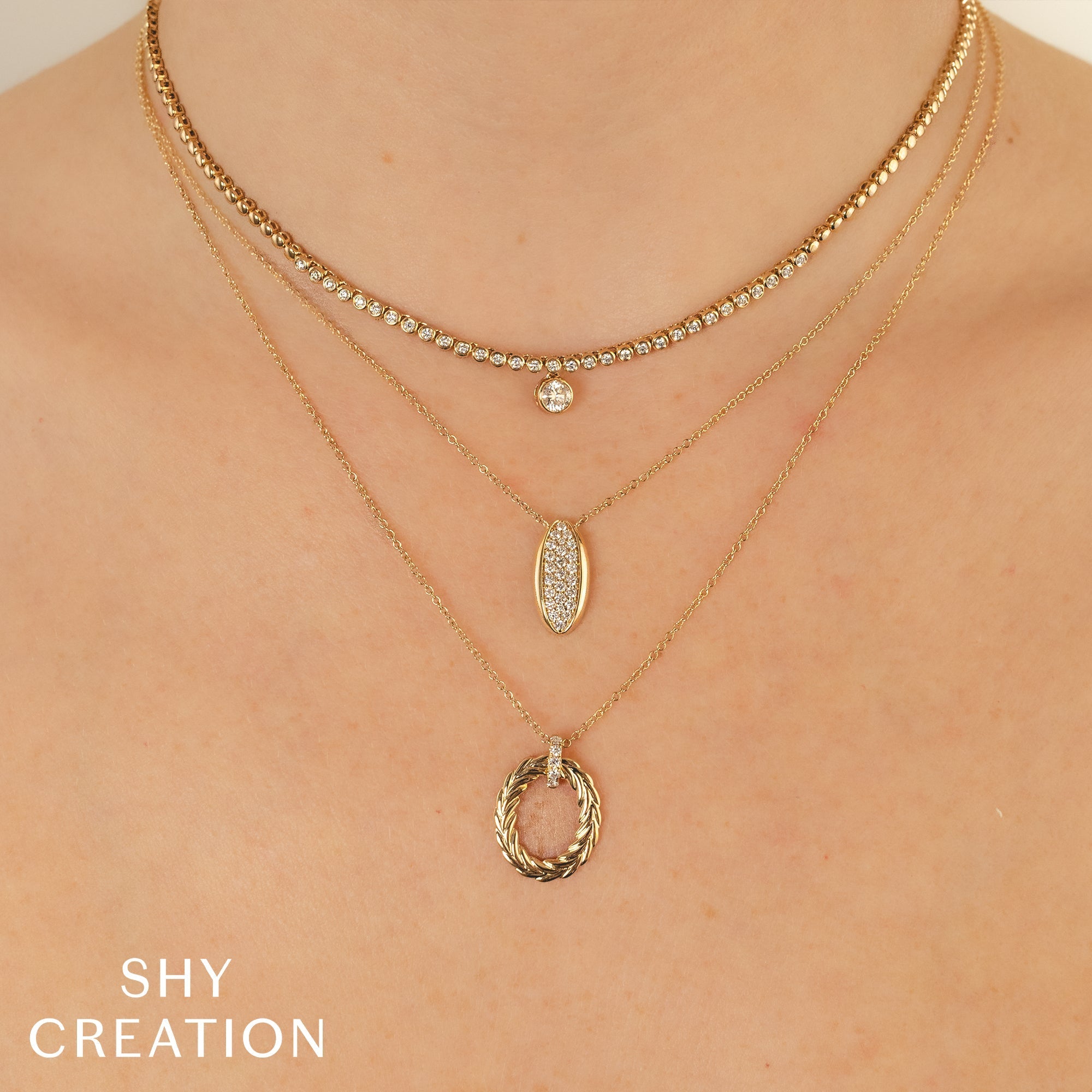 0.69CT 14K Y/G DIAMOND BEZEL NECKLACE