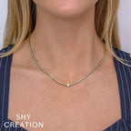 2.89CT 14K Y/G DIAMOND BEZEL TENNIS NECKLACE