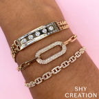0.55CT 14K W/G DIAMOND PAVE PAPER CLIP LINK BRACELET