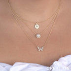 0.08CT 14K W/G DIAMOND & CULTURED PEARL NECKLACE
