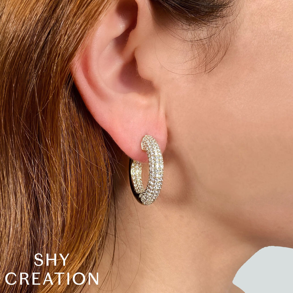 3.94CT 14K W/G DIAMOND PAVE HOOP EARRING