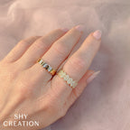 0.35CT 14K W/G DIAMOND PAVE HEXAGON RING