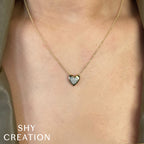 0.04CT 14K Y/G DIAMOND HEART NECKLACE