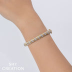 0.46CT 14K Y/G DIAMOND RIBBED BANGLE