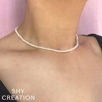 14K Y/G CULTURED PEARL TENNIS NECKLACE