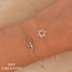0.11CT 14K W/G DIAMOND STAR OF DAVID BRACELET