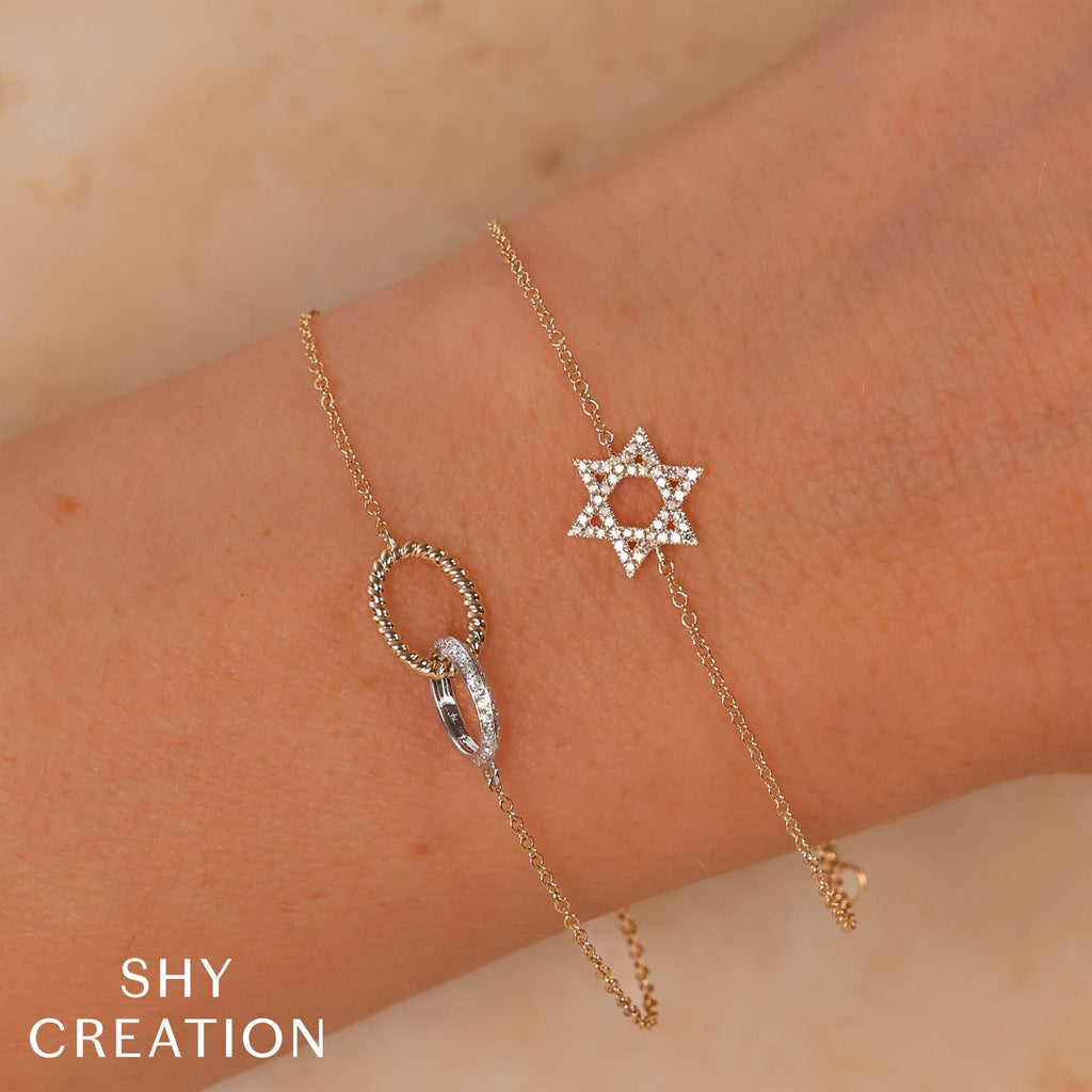 0.11CT 14K Y/G DIAMOND STAR OF DAVID BRACELET