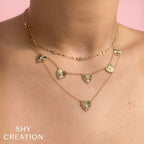 0.02CT 14K Y/G DIAMOND BEZEL RIBBED HEART NECKLACE