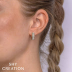 0.17CT 14K Y/G DIAMOND RIBBED HOOP EARRING