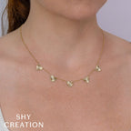 0.09CT 14K Y/G DIAMOND BEZEL RIBBED HEART NECKLACE
